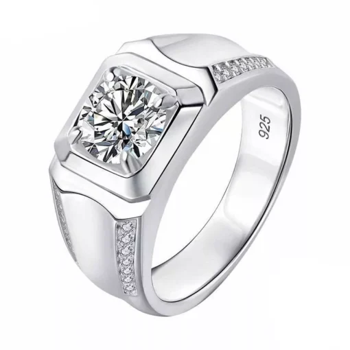 Luxurious 925 Sterling Silver 2Ct Moissanite Men’s Wedding Ring