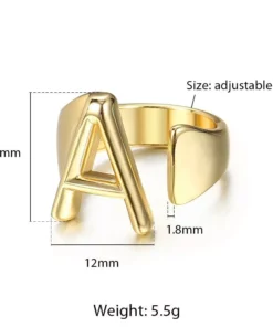 Gold Initials Opening Ring