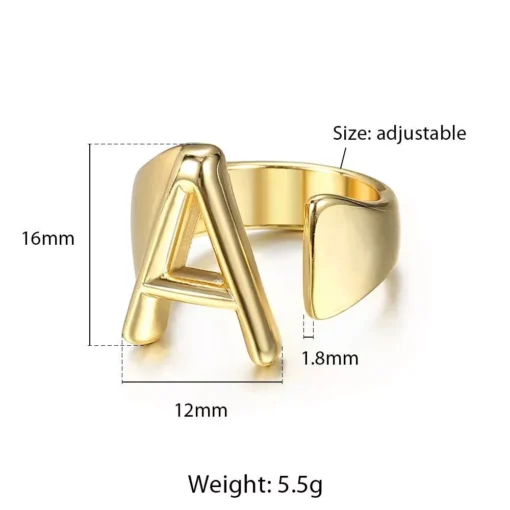 Gold Initials Opening Ring