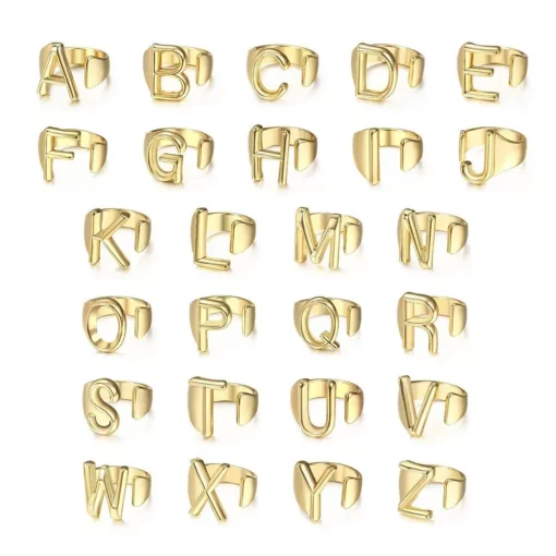 Gold Initials Opening Ring