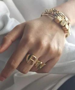 Gold Initials Opening Ring