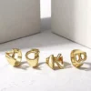Gold Initials Opening Ring