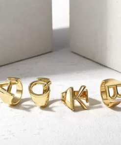 Gold Initials Opening Ring