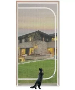 Reinforced Cat-Proof Fiberglass Door Screen with Easy-Install Zipper and Velcro