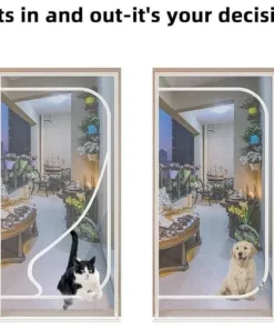 Reinforced Cat-Proof Fiberglass Door Screen with Easy-Install Zipper and Velcro