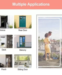 Reinforced Cat-Proof Fiberglass Door Screen with Easy-Install Zipper and Velcro