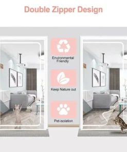 Reinforced Cat-Proof Fiberglass Door Screen with Easy-Install Zipper and Velcro