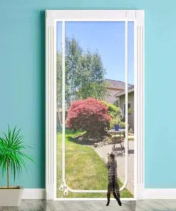 Reinforced Cat-Proof Fiberglass Door Screen with Easy-Install Zipper and Velcro