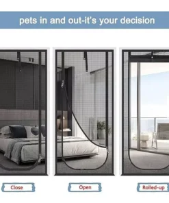 Reinforced Cat-Proof Fiberglass Door Screen with Easy-Install Zipper and Velcro