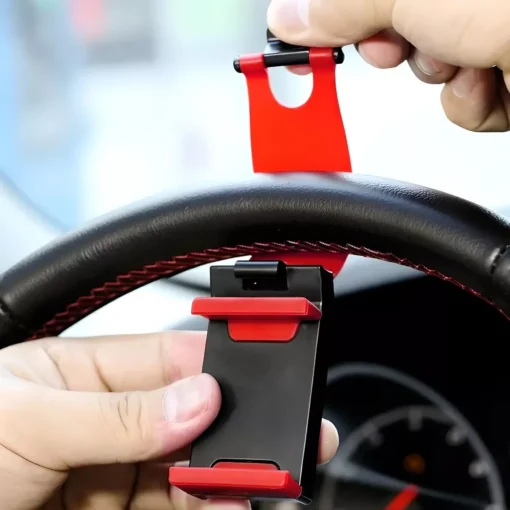 Universal Car Steering Wheel Phone Mount for Safe Navigation - Image 3