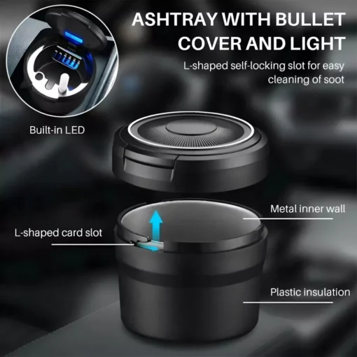 Portable LED-Lit Pop-up Car Ashtray - Image 5