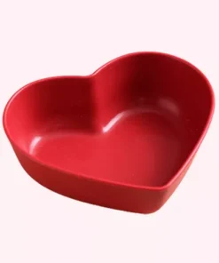 Heart-Shaped Wheat Straw Plastic Seasoning Dish