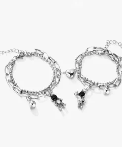 Charming Heart & Astronaut Double Layer Bracelet
