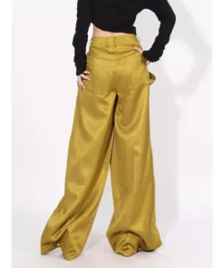 High Waist Solid Casual Wide Leg Pants