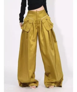 High Waist Solid Casual Wide Leg Pants