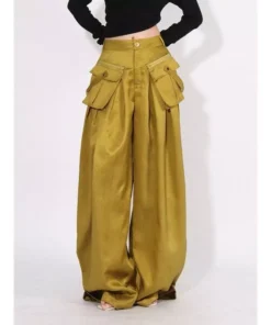 High Waist Solid Casual Wide Leg Pants