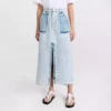 Chic Split Color Patchwork Denim Skirt