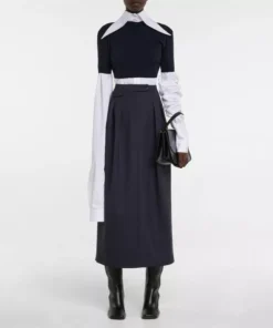 High-Waisted Vintage Pleated Midi Skirt for Women