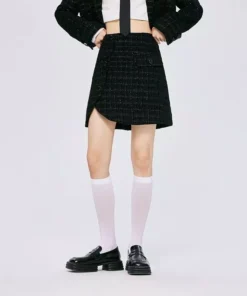 Chic Asymmetric Plaid A-Line Skirt