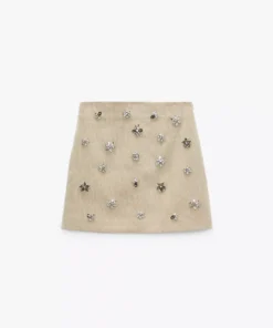 Solid Patchwork Diamonds Casual Mini Skirt