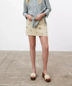 Solid Patchwork Diamonds Casual Mini Skirt