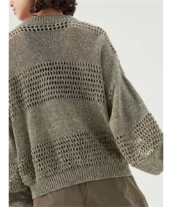 Stylish Sequin-Embellished Linen Cardigan