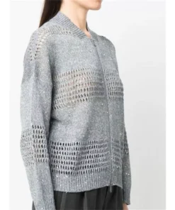 Stylish Sequin-Embellished Linen Cardigan