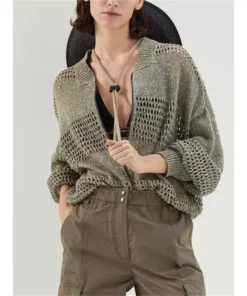 Stylish Sequin-Embellished Linen Cardigan