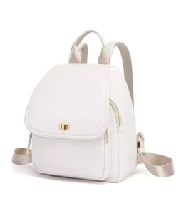 Trendy Off-white Leather Backpack for Women