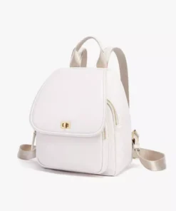 Trendy Off-white Leather Backpack for Women