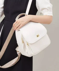 Trendy Off-white Leather Backpack for Women