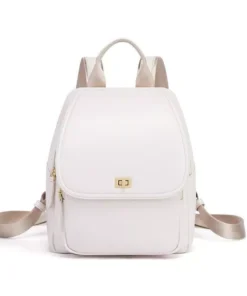 Trendy Off-white Leather Backpack for Women