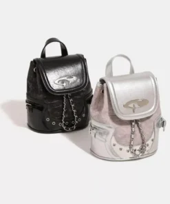Y2K Aesthetic Harajuku Fashion PU Leather Backpack