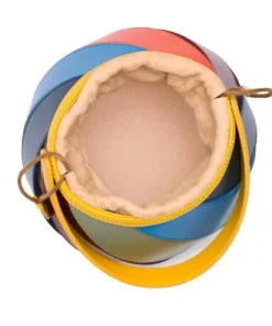 Colorful Striped PU Leather Bucket Handbag