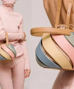 Colorful Striped PU Leather Bucket Handbag