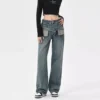 Chic Vintage Distressed High-Waist Straight Leg Women’s Jeans