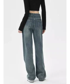 Chic Vintage Distressed High-Waist Straight Leg Women’s Jeans