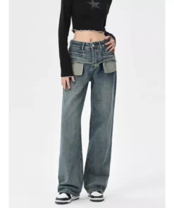 Chic Vintage Distressed High-Waist Straight Leg Women’s Jeans