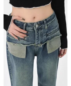 Chic Vintage Distressed High-Waist Straight Leg Women’s Jeans
