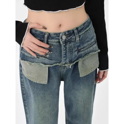 Chic Vintage Distressed High-Waist Straight Leg Women’s Jeans