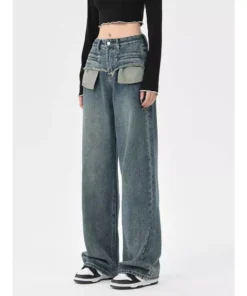 Chic Vintage Distressed High-Waist Straight Leg Women’s Jeans