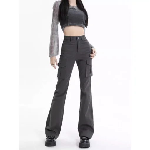 High Waist Slim Chic Cargo Jeans for Women - Image 3