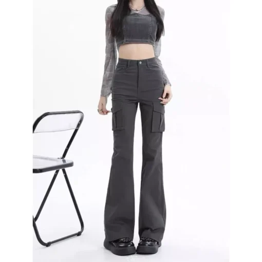 High Waist Slim Chic Cargo Jeans for Women - Image 2
