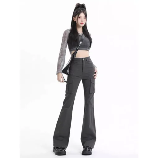 High Waist Slim Chic Cargo Jeans for Women - Image 4
