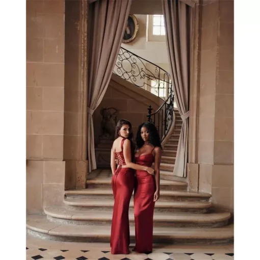 Elegant Satin Backless Bodycon Maxi Dress - Image 4