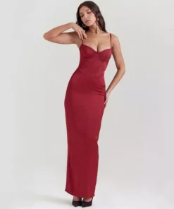 Elegant Satin Backless Bodycon Maxi Dress
