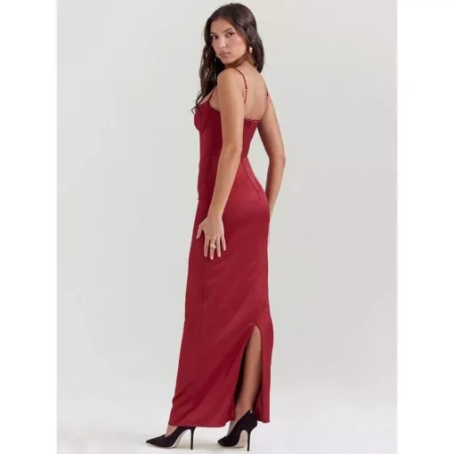 Elegant Satin Backless Bodycon Maxi Dress - Image 10
