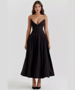 Elegant Backless A-line Midi Dress for Women