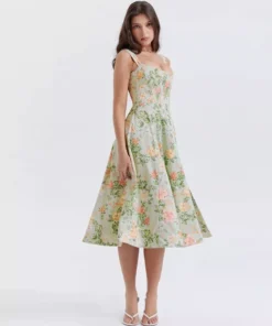High Split Print A-line Dress Women