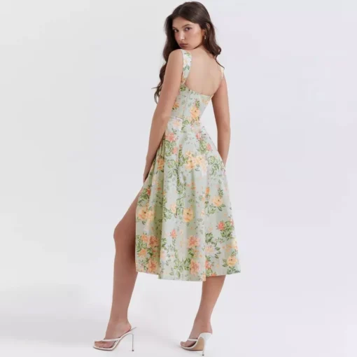 High Split Print A-line Dress Women - Image 6